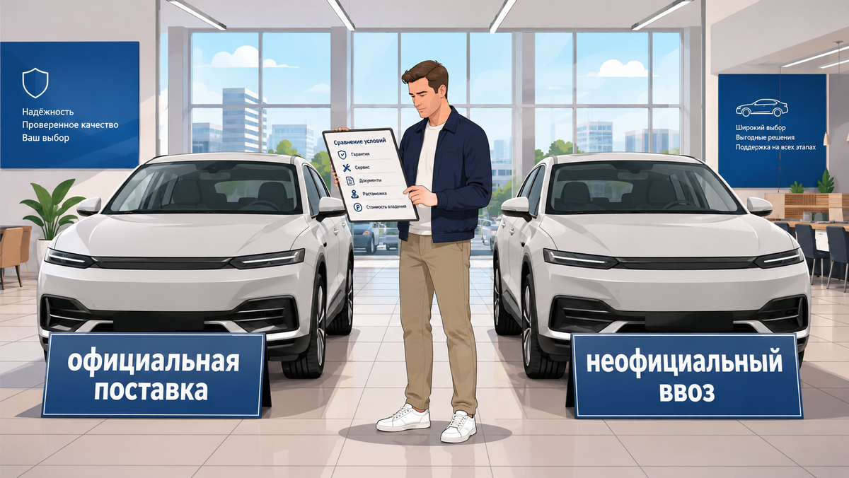 В салоне две одинаковые новые машины, но одна привезена неофициально: что проверить до оплаты