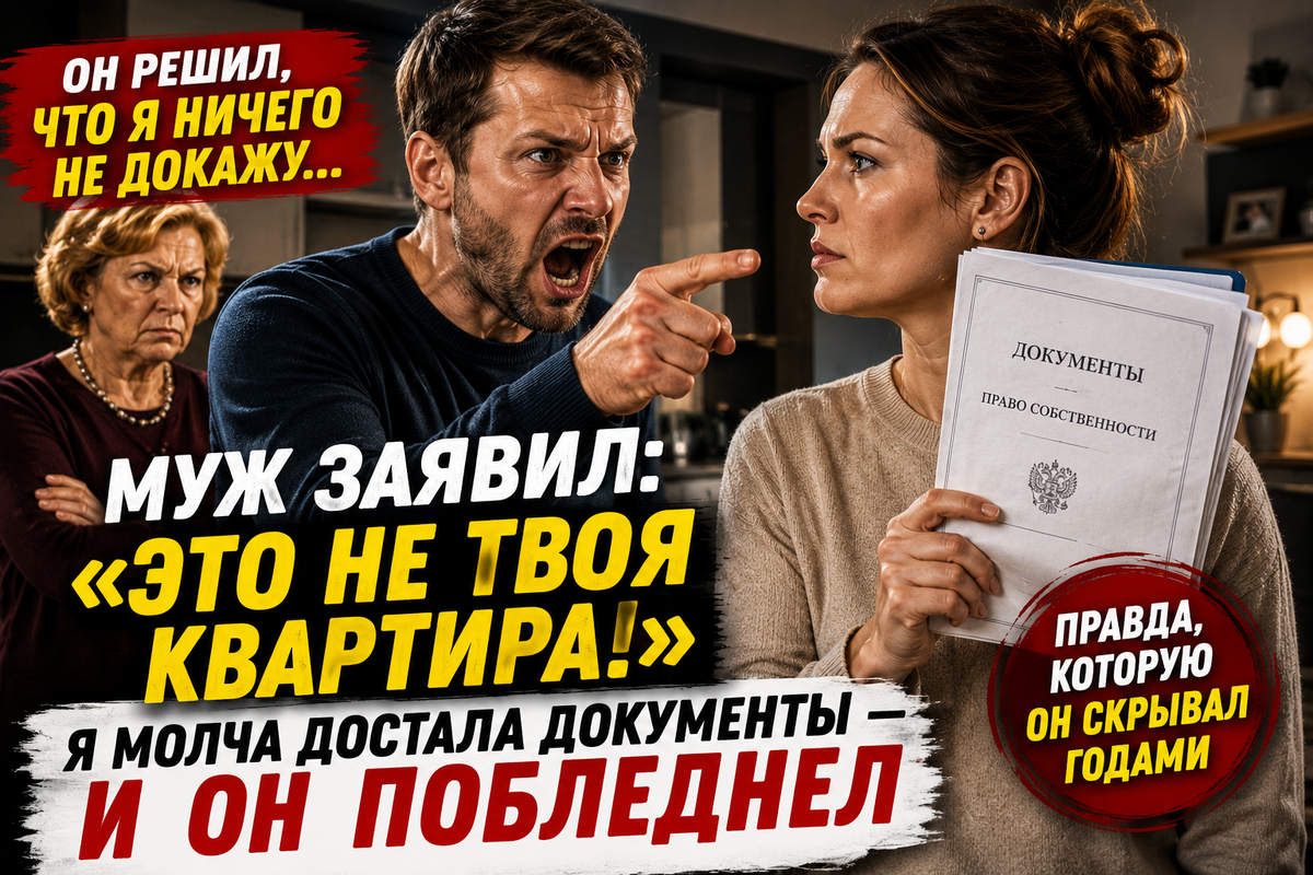 «Муж сказал: “Это не твоя квартира”. Я молча достала документы — и он побледнел»