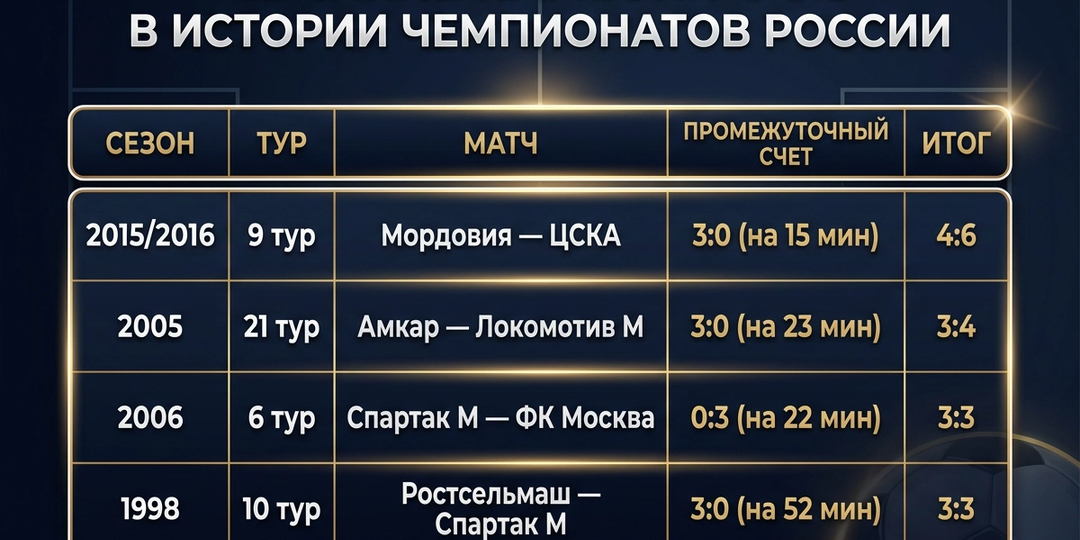 4 самых безумных камбэка с 0:3 в истории чемпионатов России