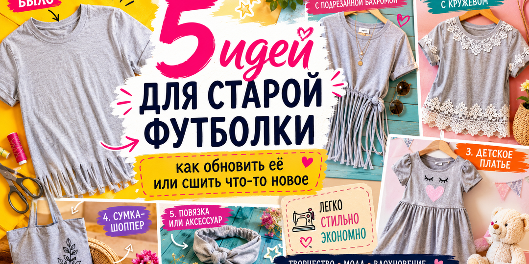 5 способов переделать старую футболку, чтобы её снова захотелось носить