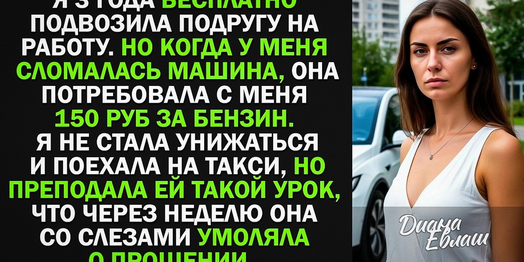 Три года она возила подругу бесплатно. Когда сломалась сама — та спросила: «На карту скинешь или Паше на телефон?»