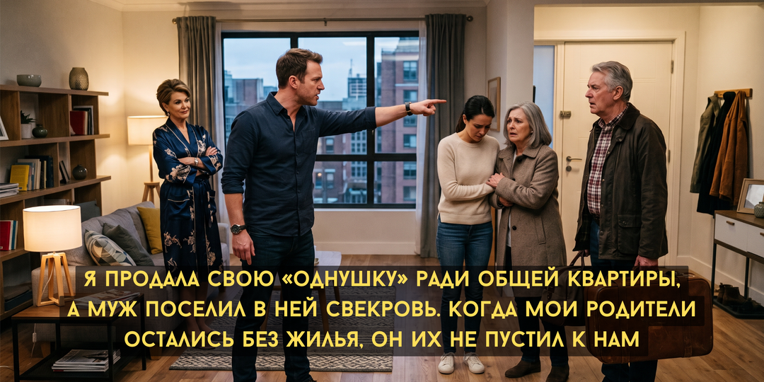 Я продала свою «однушку» ради общей квартиры, а муж поселил в ней свекровь. Когда мои родители остались без жилья, он их не пустил