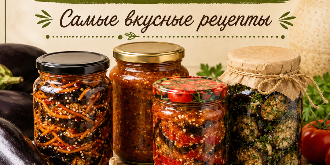 🍆 Когда хочется открыть зимой баночку пикантных синеньких: удобная кулинарная шпаргалка по 4 лучшим заготовкам из баклажанов