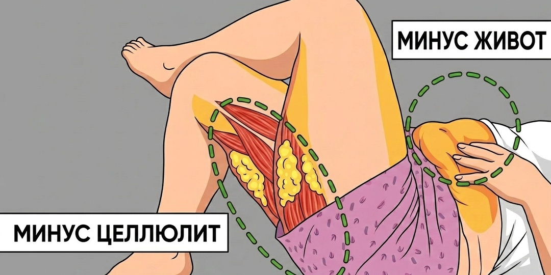 Плоский живот, ноги без целлюлита: тренировка 2 в 1 всего на 13 минут