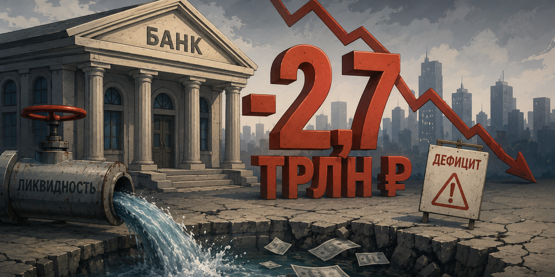 Банкам всё сильнее не хватает денег. Дефицит уже 2,7 трлн рублей