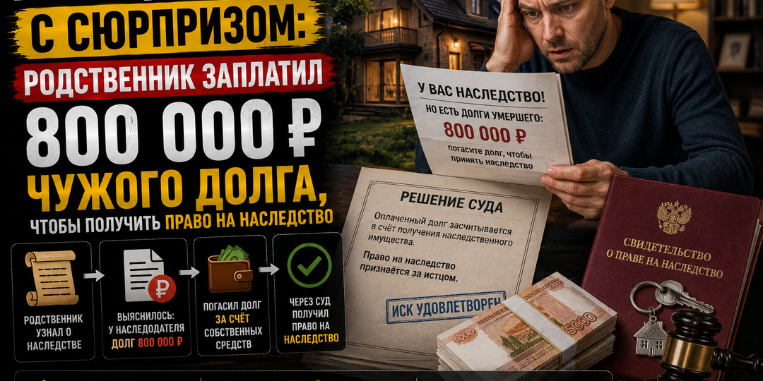 Наследство с сюрпризом: родственник заплатил 800 тысяч рублей чужого долга, чтобы получить право на наследство