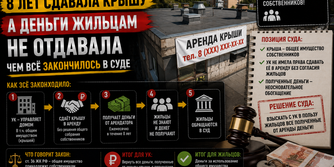 Управляющая компания восемь лет сдавала крышу дома в аренду, а деньги жильцам не отдавала. Чем всё закончилось в суде