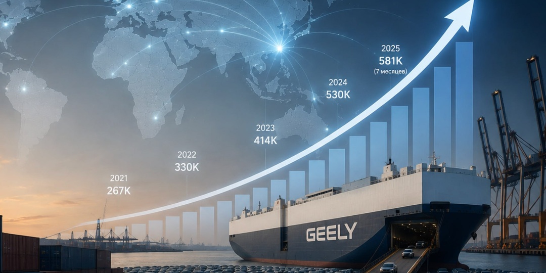 Geely резко подняла цель по зарубежным продажам на 2026 год — с 640 000 сразу до 920 000 автомобилей
