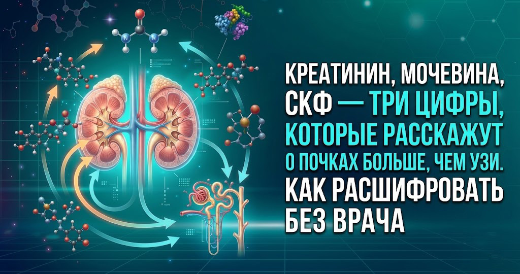 Почки под защитой. Серия 2: Креатинин, мочевина, СКФ - три цифры, которые расскажут о почках больше, чем УЗИ. Как расшифровать без врача