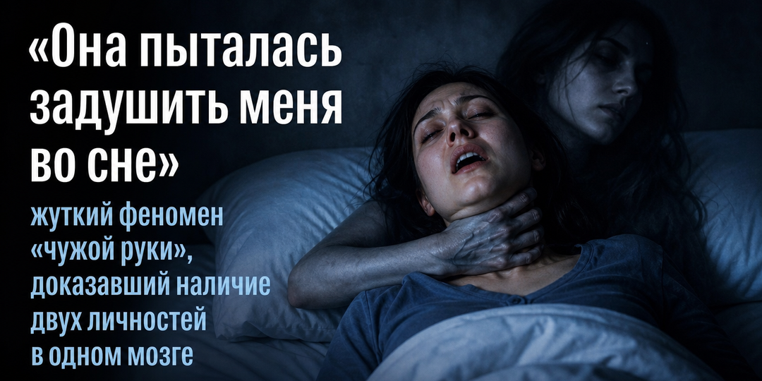 «Она пыталась задушить меня во сне»: жуткий феномен «чужой руки», доказавший наличие двух личностей в одном мозге