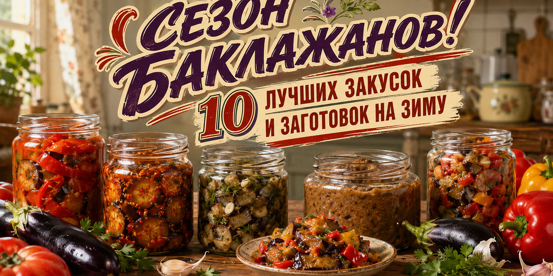 Сезон баклажанов. 10 лучших закусок и заготовок на зиму.
