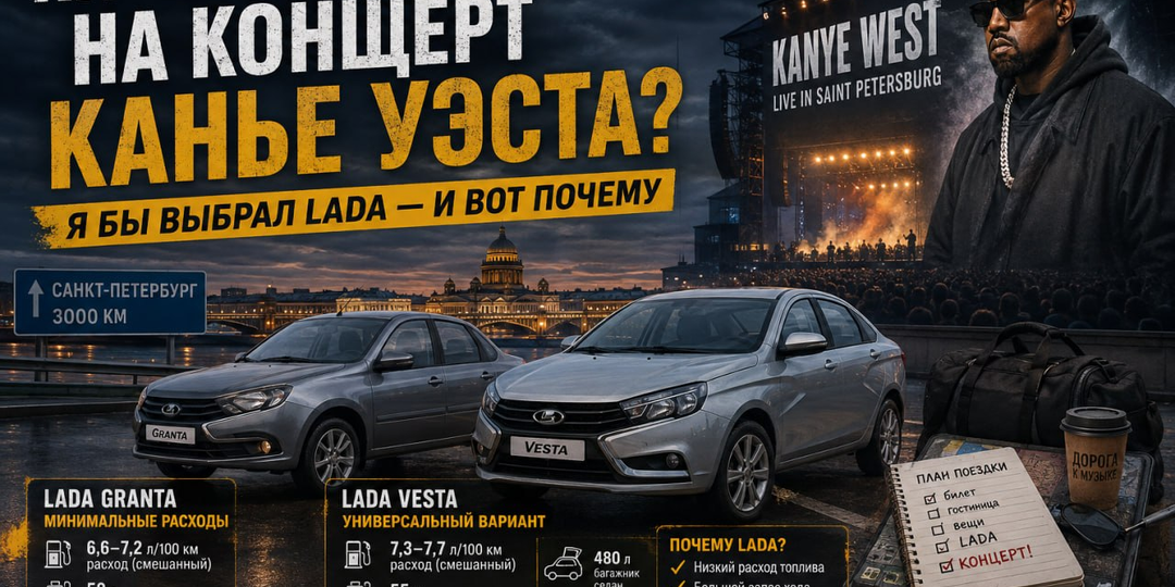 На чём ехать на концерт Канье Уэста? Я бы выбрал LADA — и вот почему