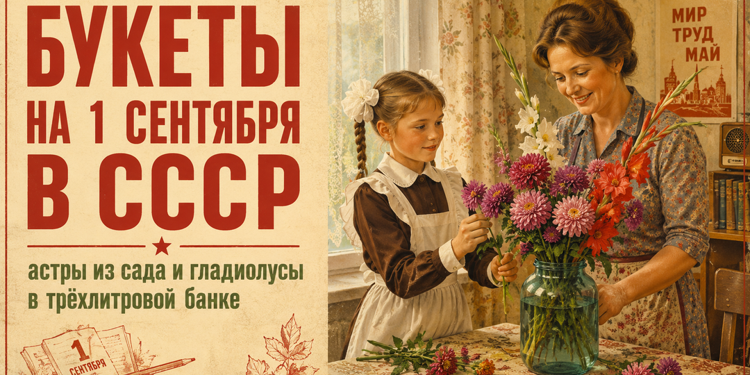«Астры из сада и гладиолусы в трехлитровой банке»: Как советские семьи собирали букеты на 1 сентября без флористов и салонов