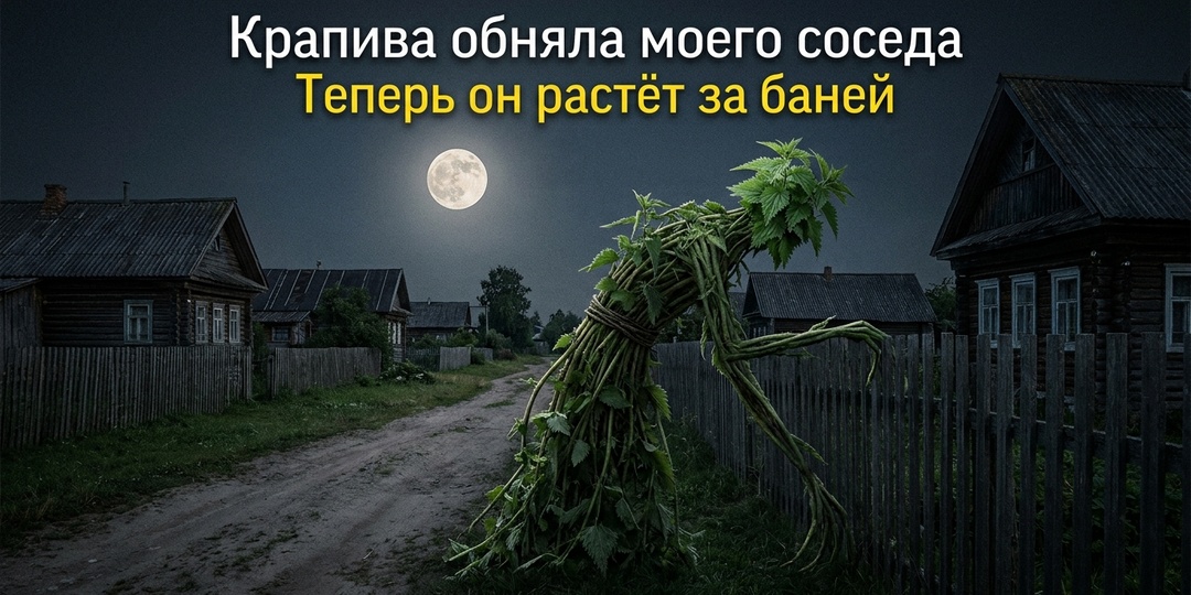 Крапива обняла моего соседа. Теперь он растёт за баней седьмым кустом
