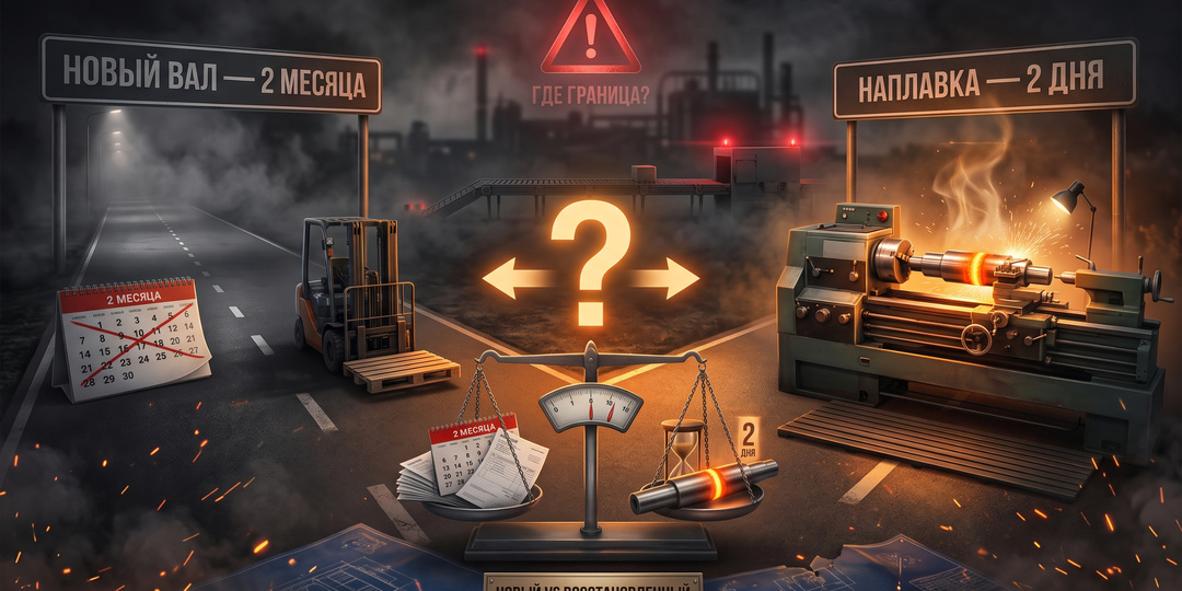 Новый вал ждать 2 месяца, а наплавить и восстановить – 2 дня. Как поступить? Разбираем плюсы и минусы