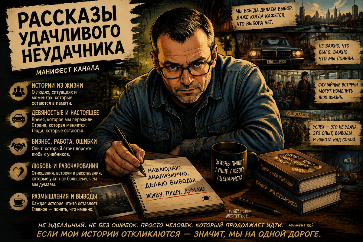 Истории из жизни, которые могли случиться с каждым. Девяностые, бизнес, люди, ошибки, случайности и выводы, которые оставляет время.