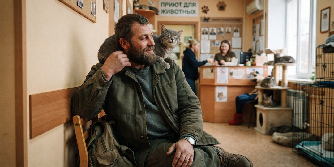 Мужчина пришёл в приют за охотничьей собакой, но один кот решил всё за него
