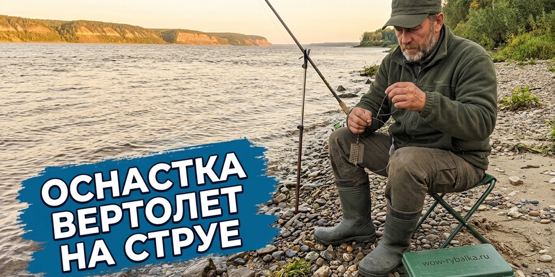 «Вяжется за 30 секунд и не путается на струе»: Оснастка «вертолет и два узла» для мощного волжского течения 🚁