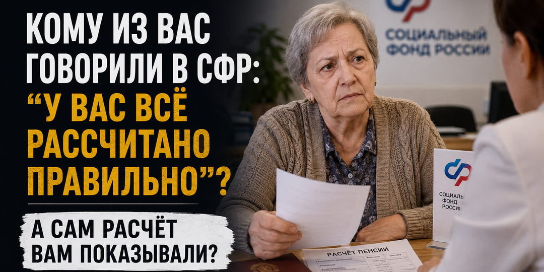 Кому из вас в СФР говорили: «У вас всё рассчитано правильно»? А сам расчёт вам показывали?