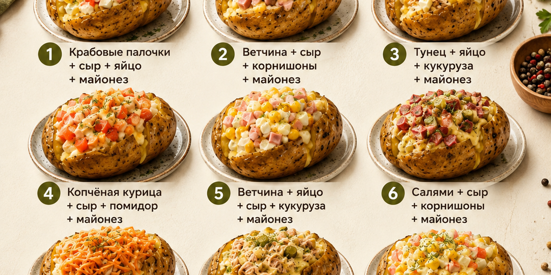 🥔 Когда хочется приготовить легендарную крошку-картошку дома: огромная кулинарная шпаргалка по 3 способам запекания и 10 сочным начинкам