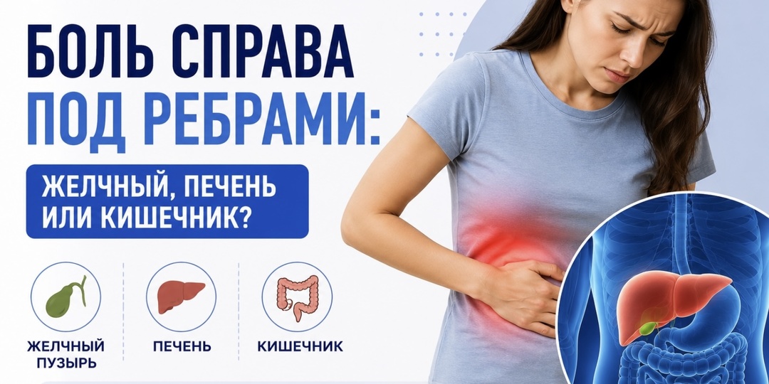Боль справа под ребрами: желчный, печень или кишечник