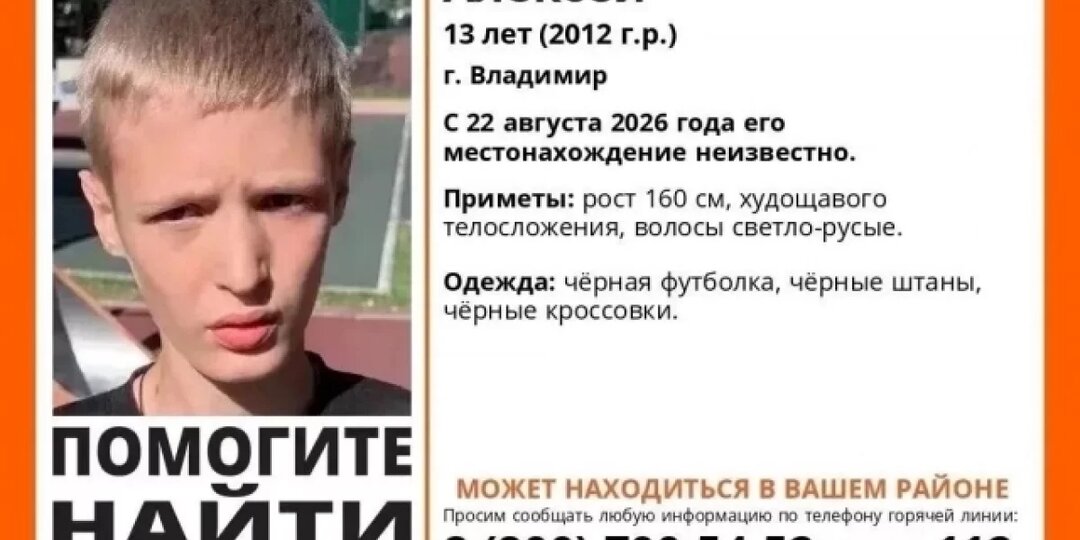 Во Владимире поисковики ищут пропавшего 13-летнего Алексея Тростина