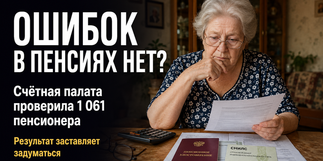 «Ошибок в пенсиях нет?» Счётная палата однажды проверила 1 061 пенсионера. Результат заставляет задуматься