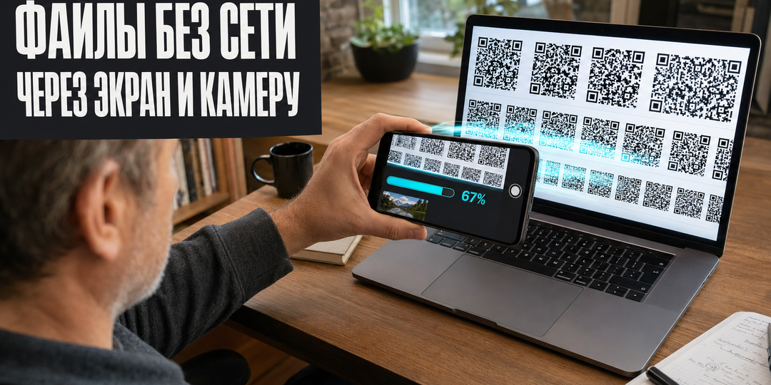 Передача файлов через экран и камеру без сети и облака