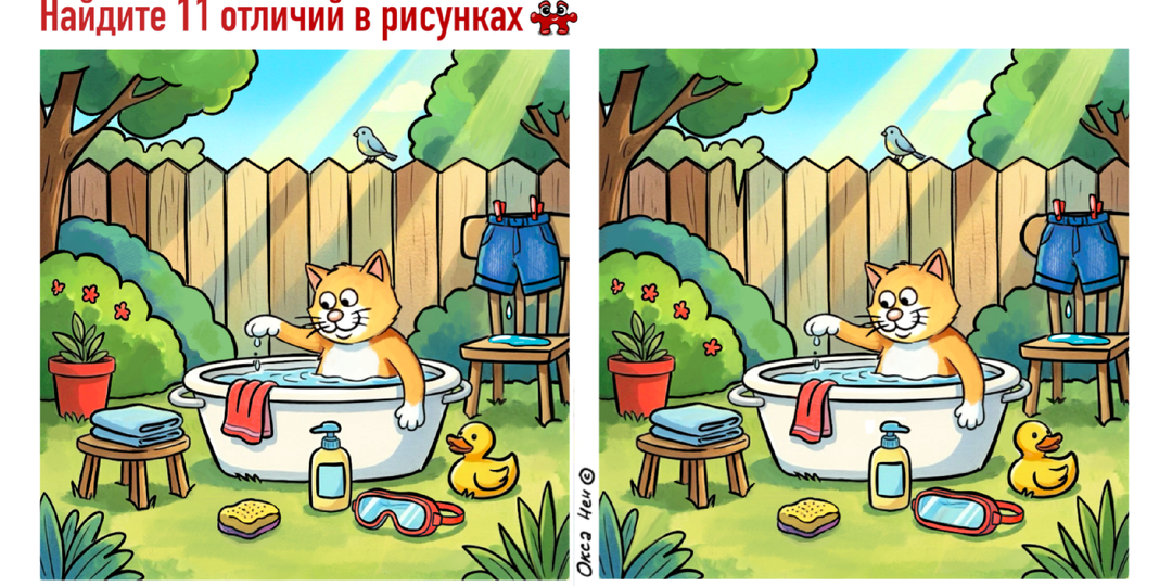 11 отличий+анаграммы на тему лето. Задачки для тренировки мозга от Кеши