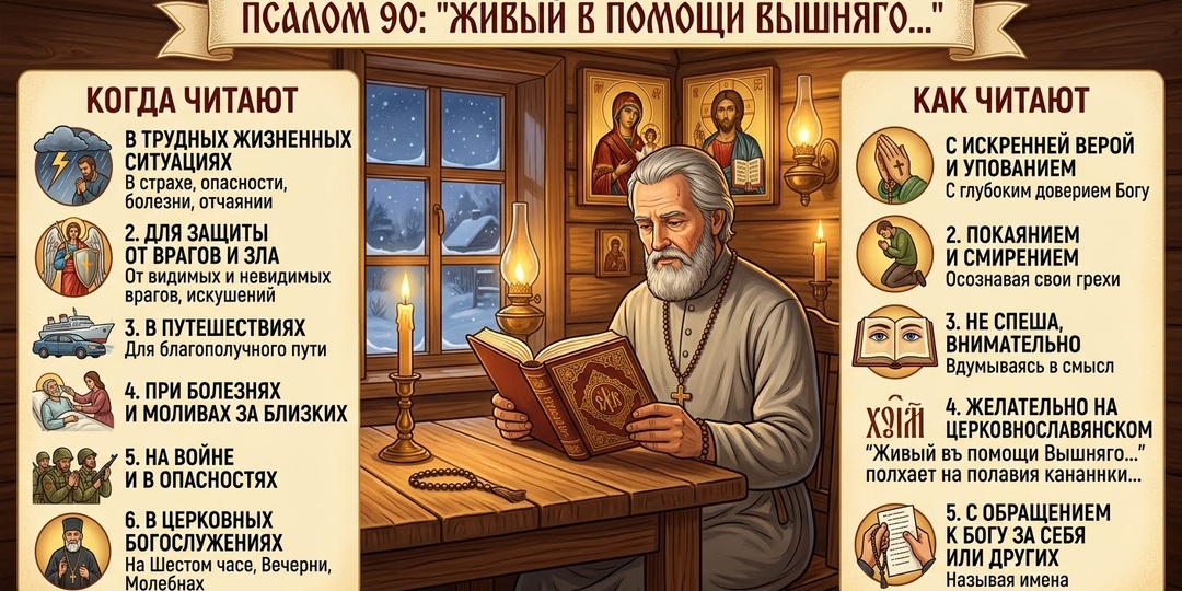 Псалом 90: «Живый в помощи Вышняго…».Когда и как его читают.
