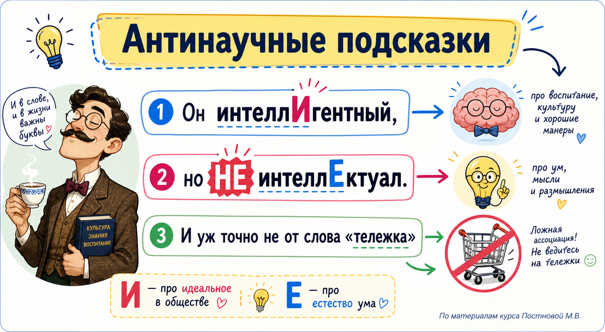 Некоторые элементы мнемотехники из курса Постновой М.В. - https://vk.ru/id231130000