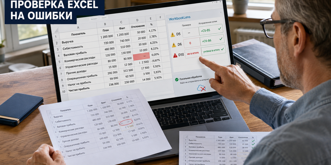 Проверка и осторожное исправление таблиц Excel без отправки в облако