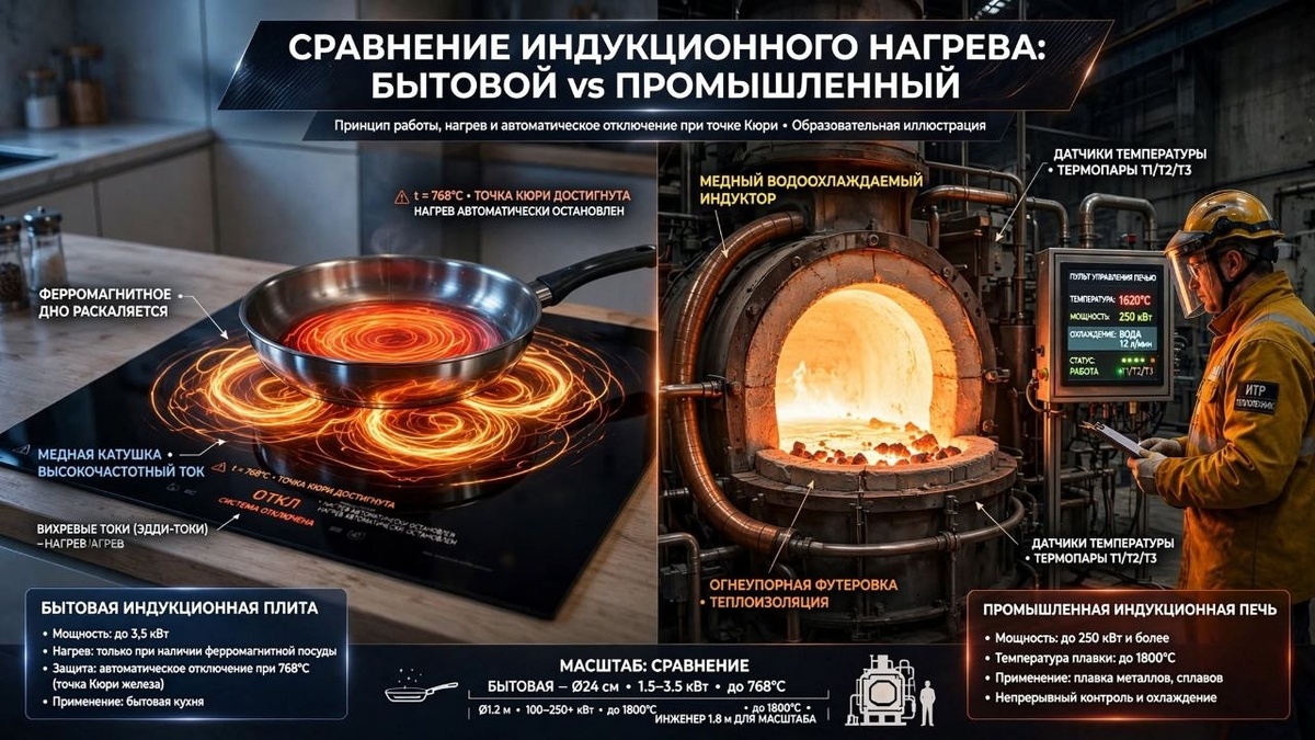 Кухонная плита и литейный гигант оказались роднёй - поле одно, правила разные, и предел каждому задаёт материал.