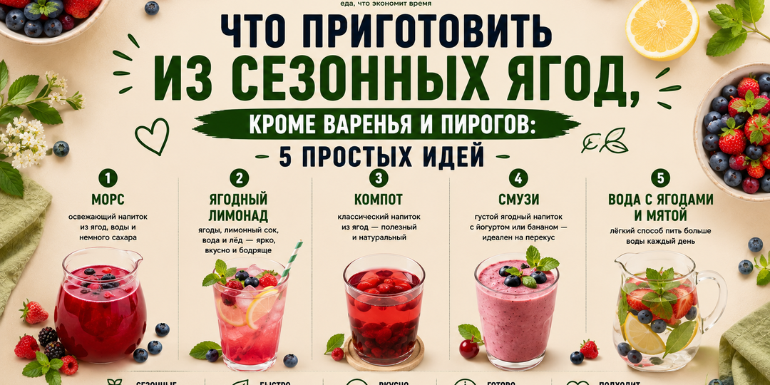 Что приготовить из сезонных ягод, кроме варенья и пирогов: 5 простых идей