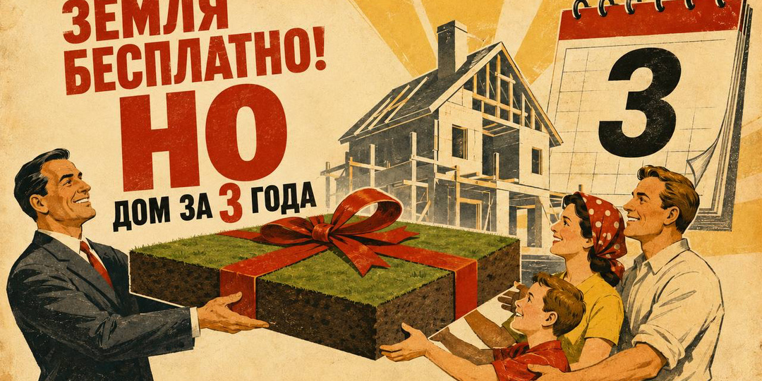 Земельный участок бесплатно! НО с вас дом в течении 3х лет.