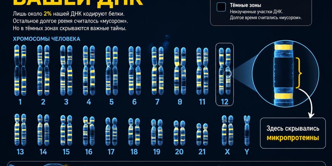 🧬 Сенсация в генетике: в «мусоре» вашей ДНК нашли 1700 новых белков, которые убивают рак.