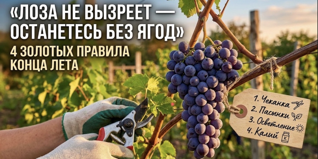 «Лоза не вызреет — останетесь без ягод»: 4 золотых правила конца лета, чтобы виноград пережил любую зиму и набрал бешеный сахар