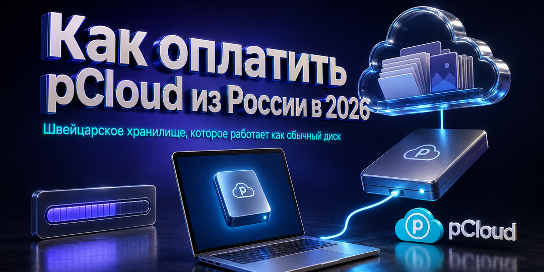 Как оплатить pCloud из России в 2026: швейцарское хранилище, которое подключается к компьютеру обычным диском и не занимает места