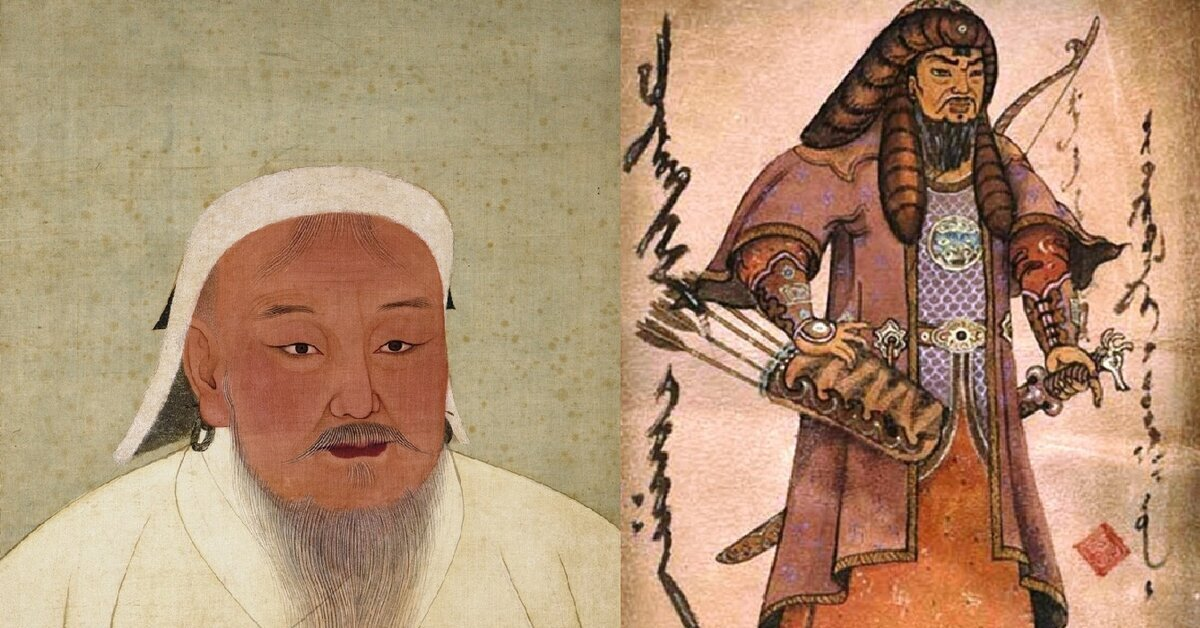 Рисунок и миниатюра Чингисхана.