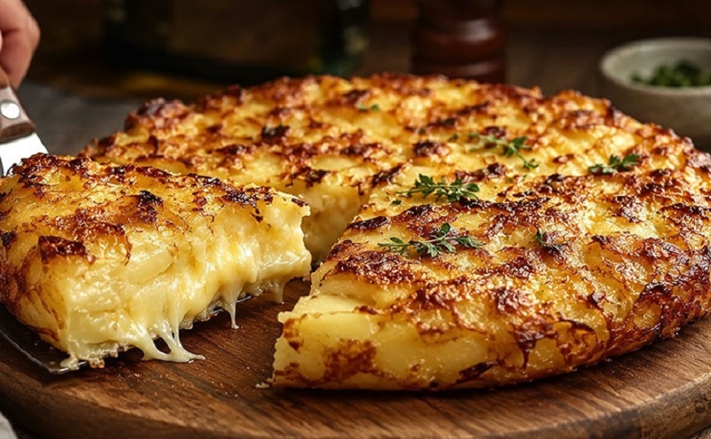 Картофельный пирог на сковороде с хрустящей золотистой корочкой