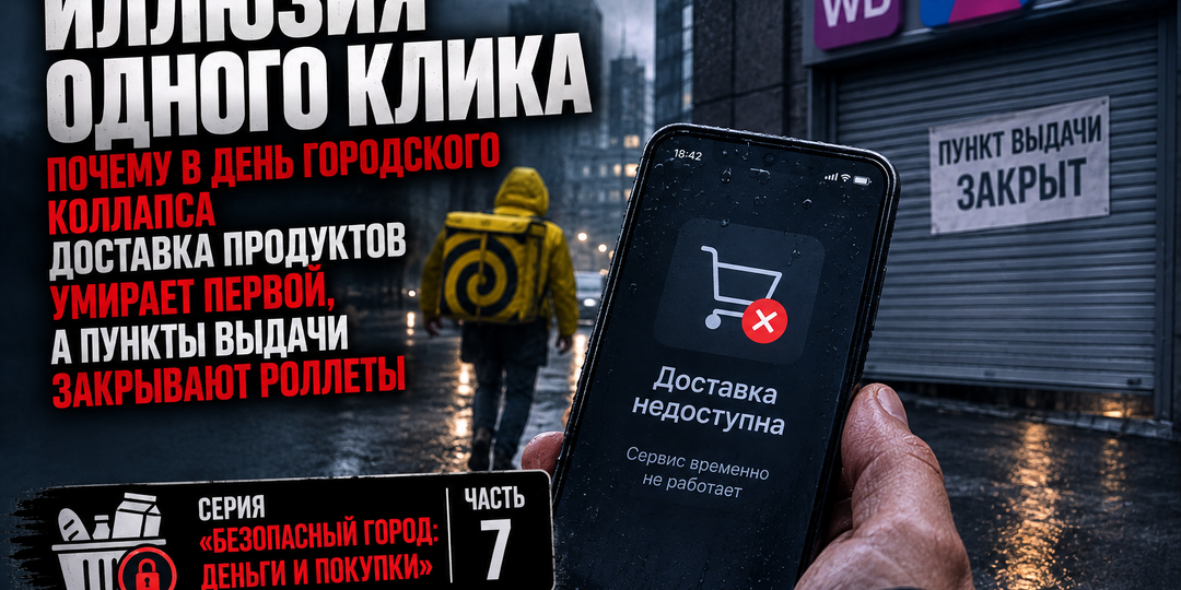 Иллюзия одного клика: почему в день городского коллапса доставка продуктов умирает первой, а пункты выдачи закрывают роллеты