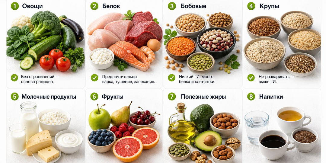 Еда как лекарство: Какие продукты помогают контролировать уровень сахара в крови при сахарном диабете