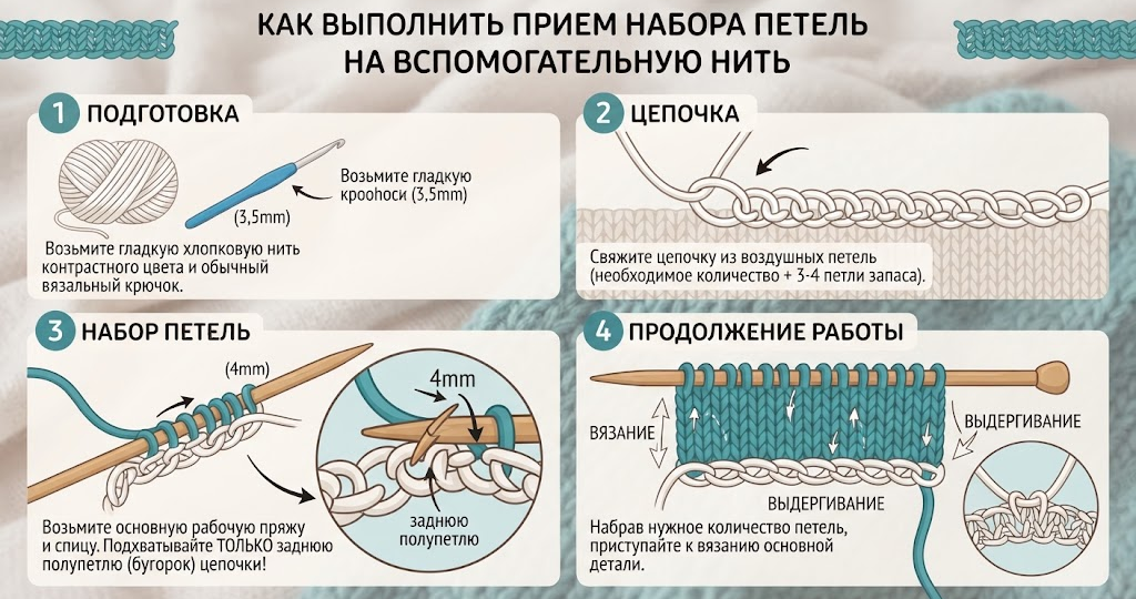 Идеальный старт: как набрать петли на вспомогательную нить