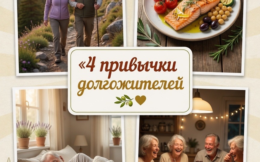 🌿 4 привычки долгожителей, которые можно внедрить уже сегодня (без диет и таблеток).