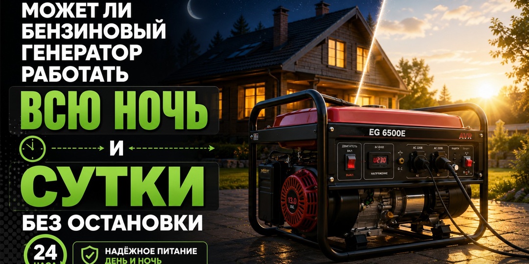 Сколько часов подряд может работать бензиновый генератор: можно ли оставить его на всю ночь