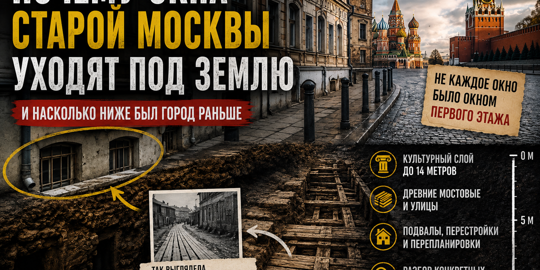 Почему окна старой Москвы уходят под землю - и насколько ниже был город раньше