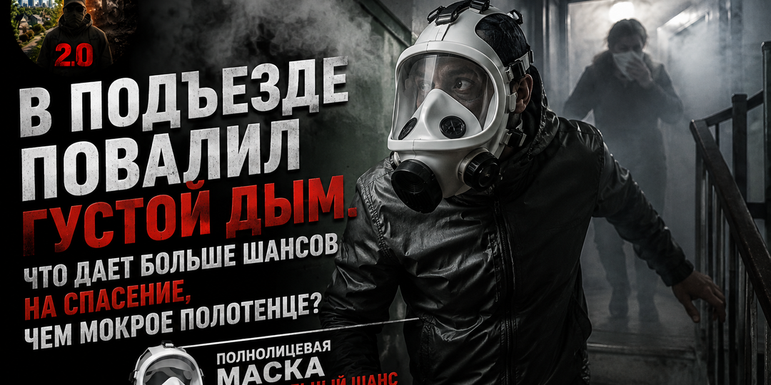 В подъезде повалил густой дым. Что дает больше шансов на спасение, чем мокрое полотенце?