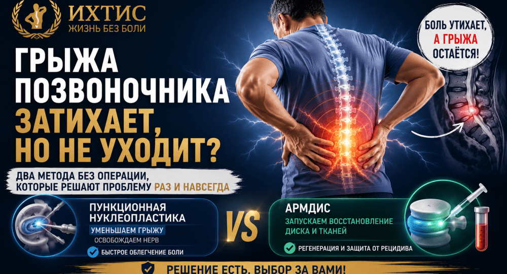 Когда грыжа позвоночника «затихает», но не уходит: почему боль возвращается и как современные методы решают проблему