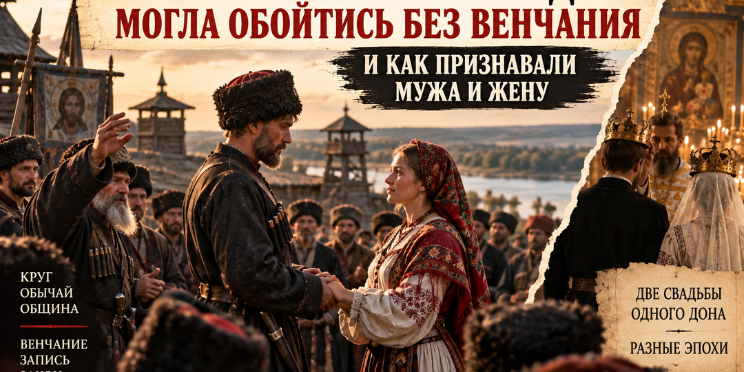 Почему казачья свадьба могла обойтись без привычного венчания и как признавали мужа и жену