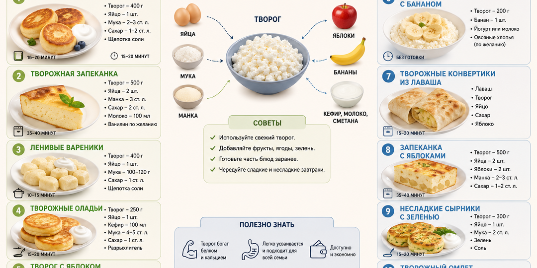 10 блюд из творога на завтрак: просто, вкусно и без экзотики